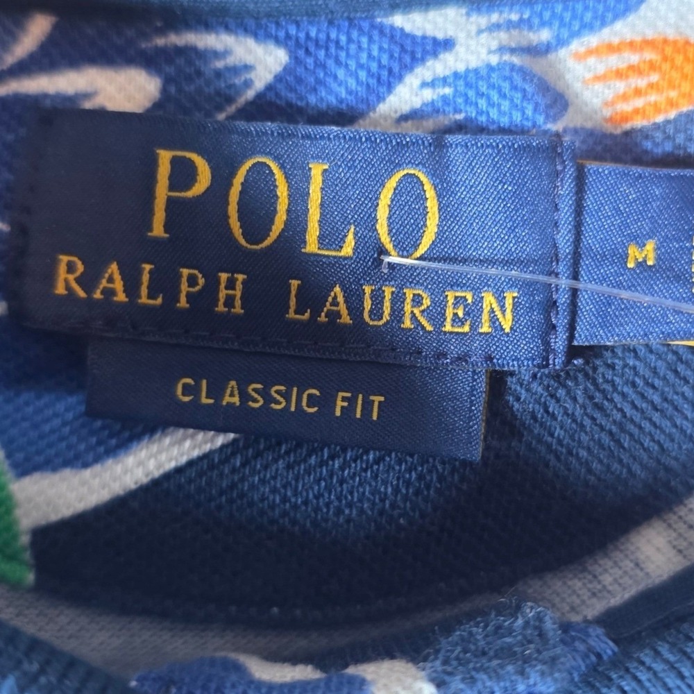 NWT Polo Ralph Lauren Men's Tropical Floral Polo Shirt Size Medium Blue $125 - Picture 4 of 9